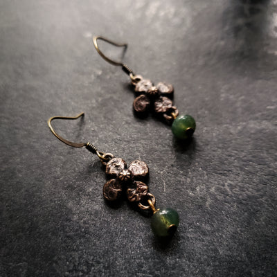 clover earrings : moss agate & antiqued bronze