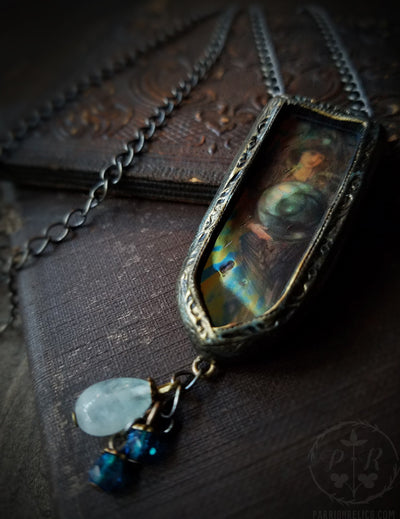 Separation of Light From Darkness ~ Edward Burne Jones Pictorial Shrine Amulet ~ Iridescent Stained Glass
