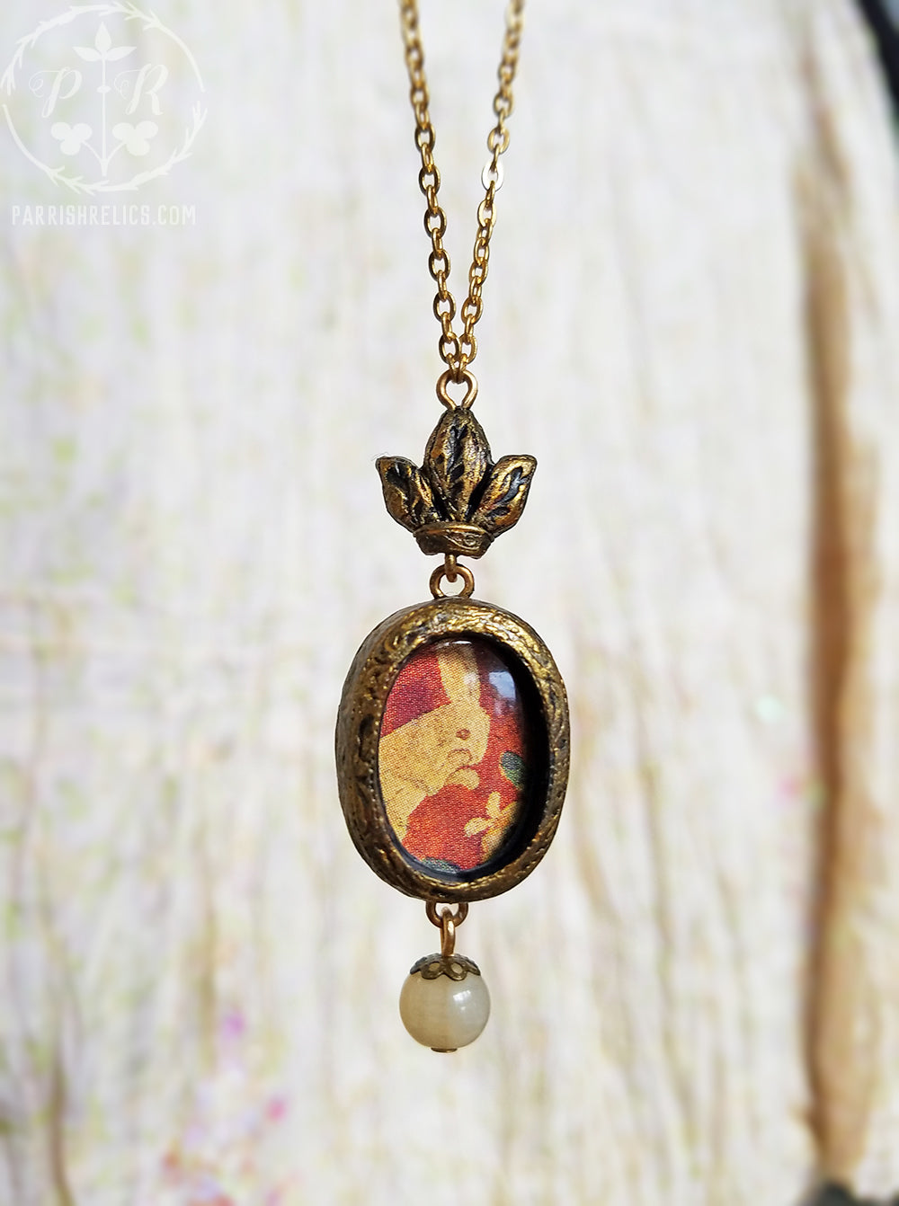 Crowned Tapestry Rabbit ~ Pictorial Shrine Amulet