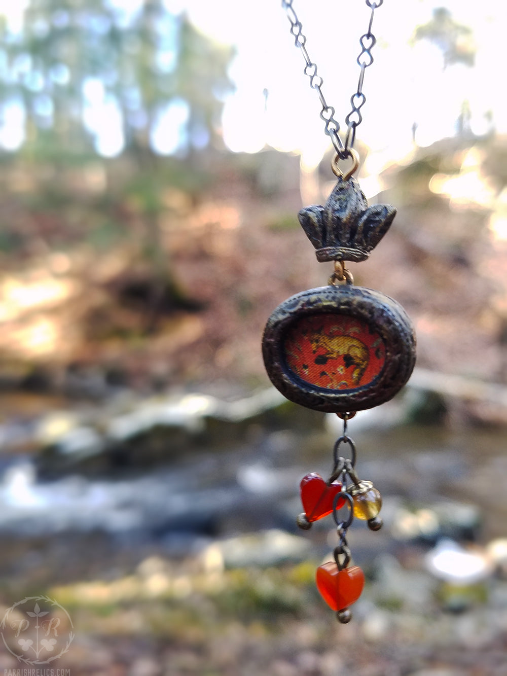 Beloved Tapestry Fox ~ Crowned Pictorial Shrine Amulet