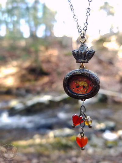Beloved Tapestry Fox ~ Crowned Pictorial Shrine Amulet