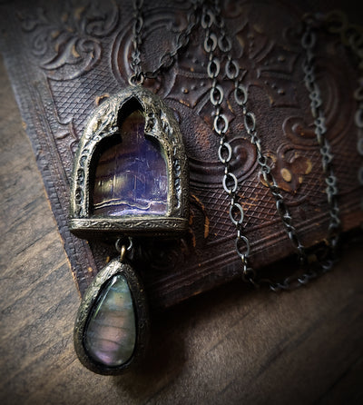 Fairest Tanaquill ~ Labradorite Stained Glass Amulet