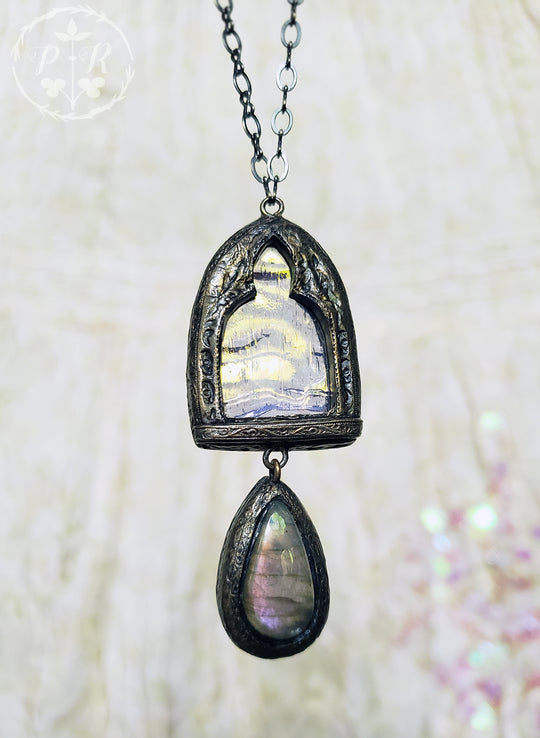 Fairest Tanaquill ~ Labradorite Stained Glass Amulet