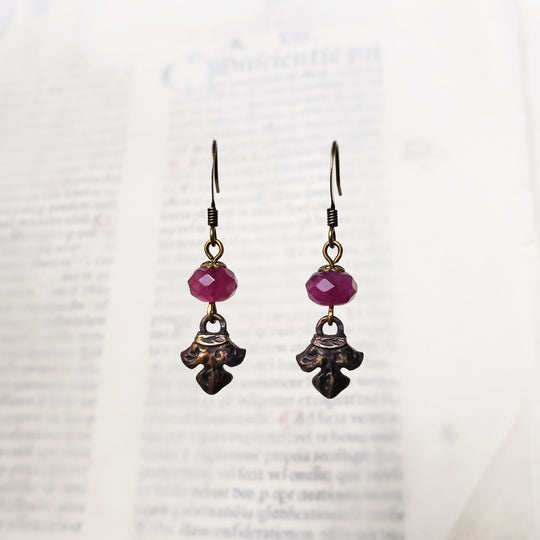 fleur earrings : fluorite & antiqued bronze