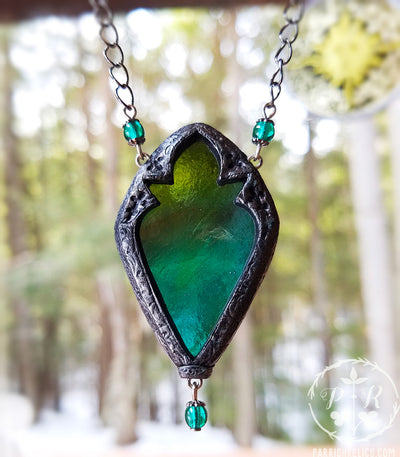 Forest Dawn Gothic Arch Stained Glass Amulet