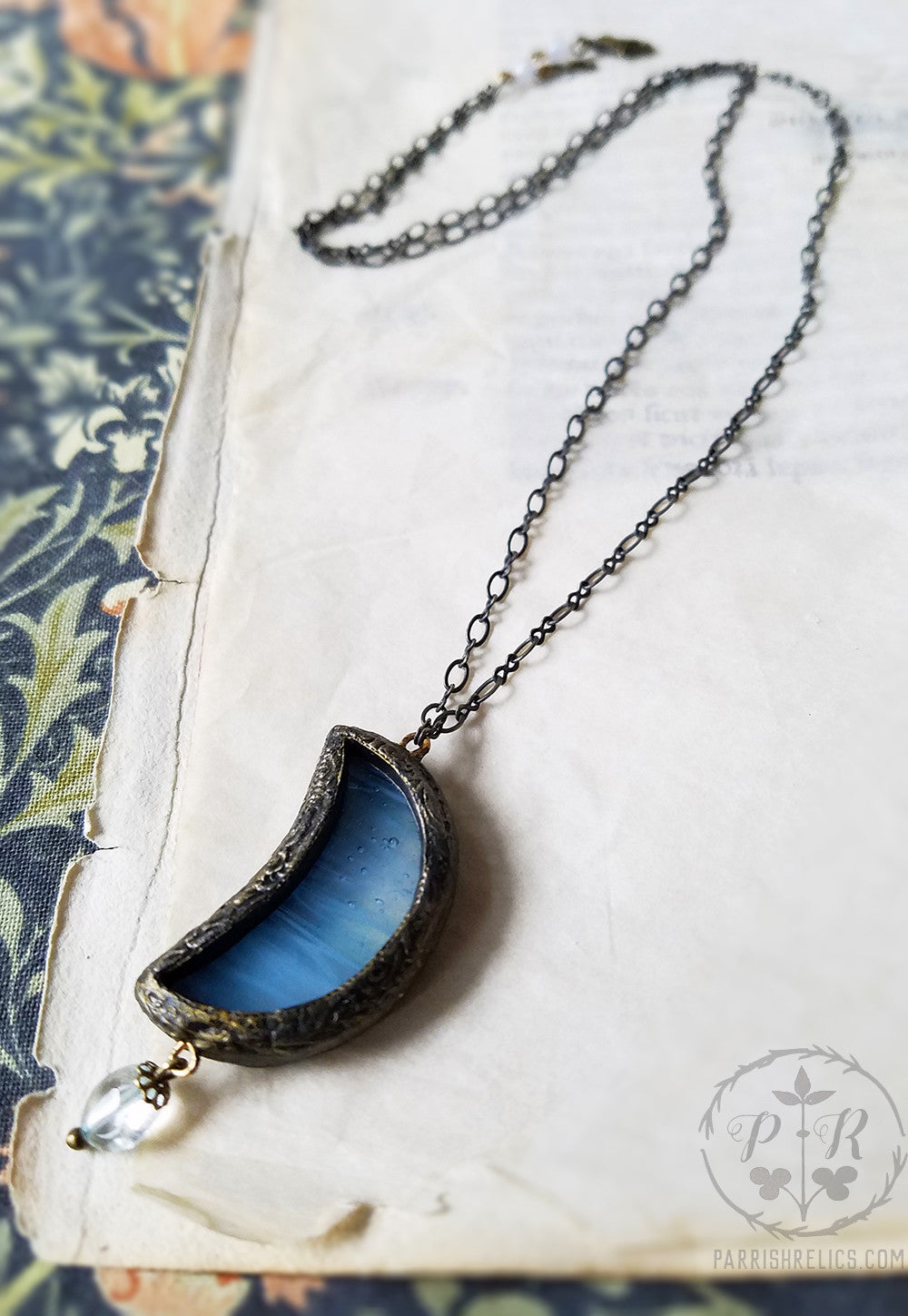 Galatea's Crescent Moon Stained Glass Amulet