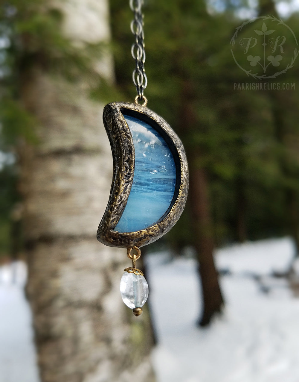 Galatea's Crescent Moon Stained Glass Amulet