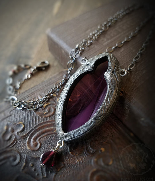 Serafina ~ Garnet Gothic Arch Stained Glass Amulet