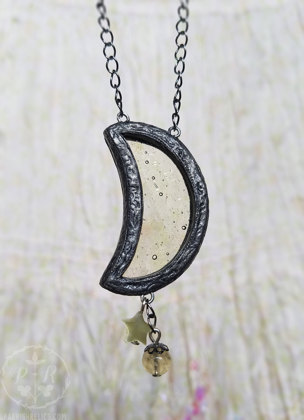 Golden Luna Stained Glass Amulet