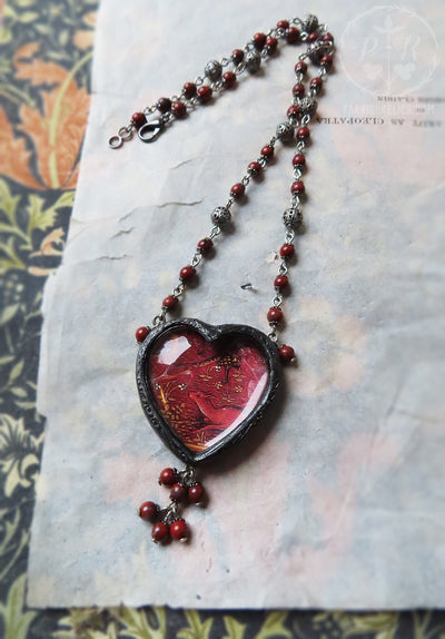 Illuminated Birds & Beasts Sacred Heart Pictorial Shrine Amulet
