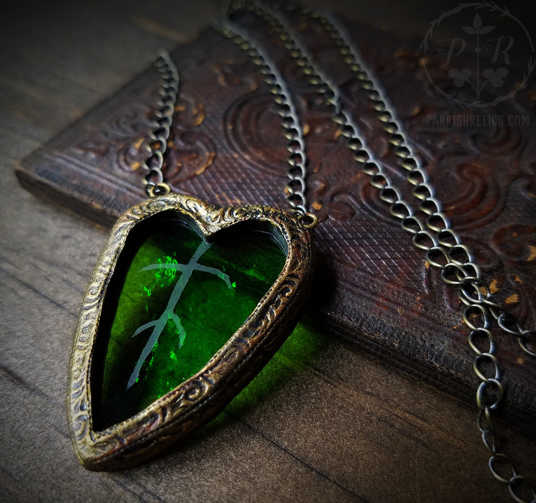 Heart of Nature ~ Etched Stained Glass Amulet