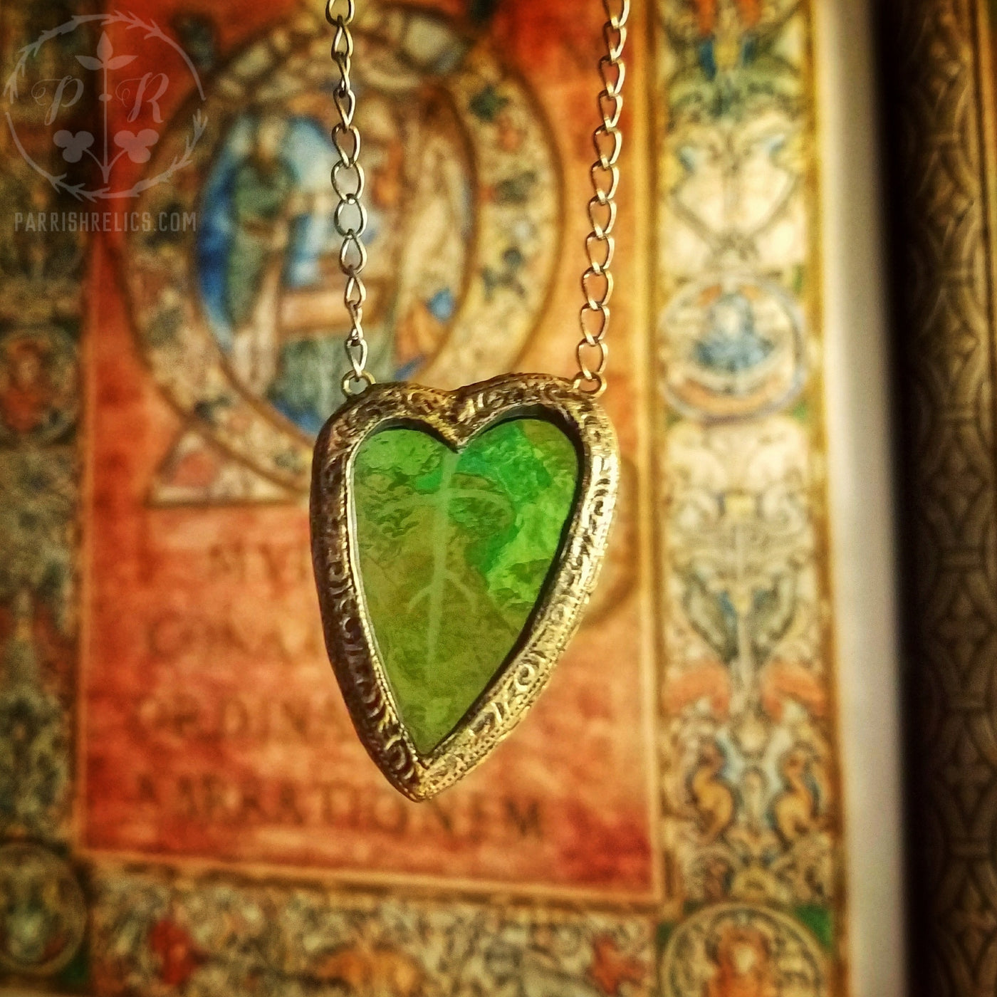 Heart of Nature ~ Etched Stained Glass Amulet