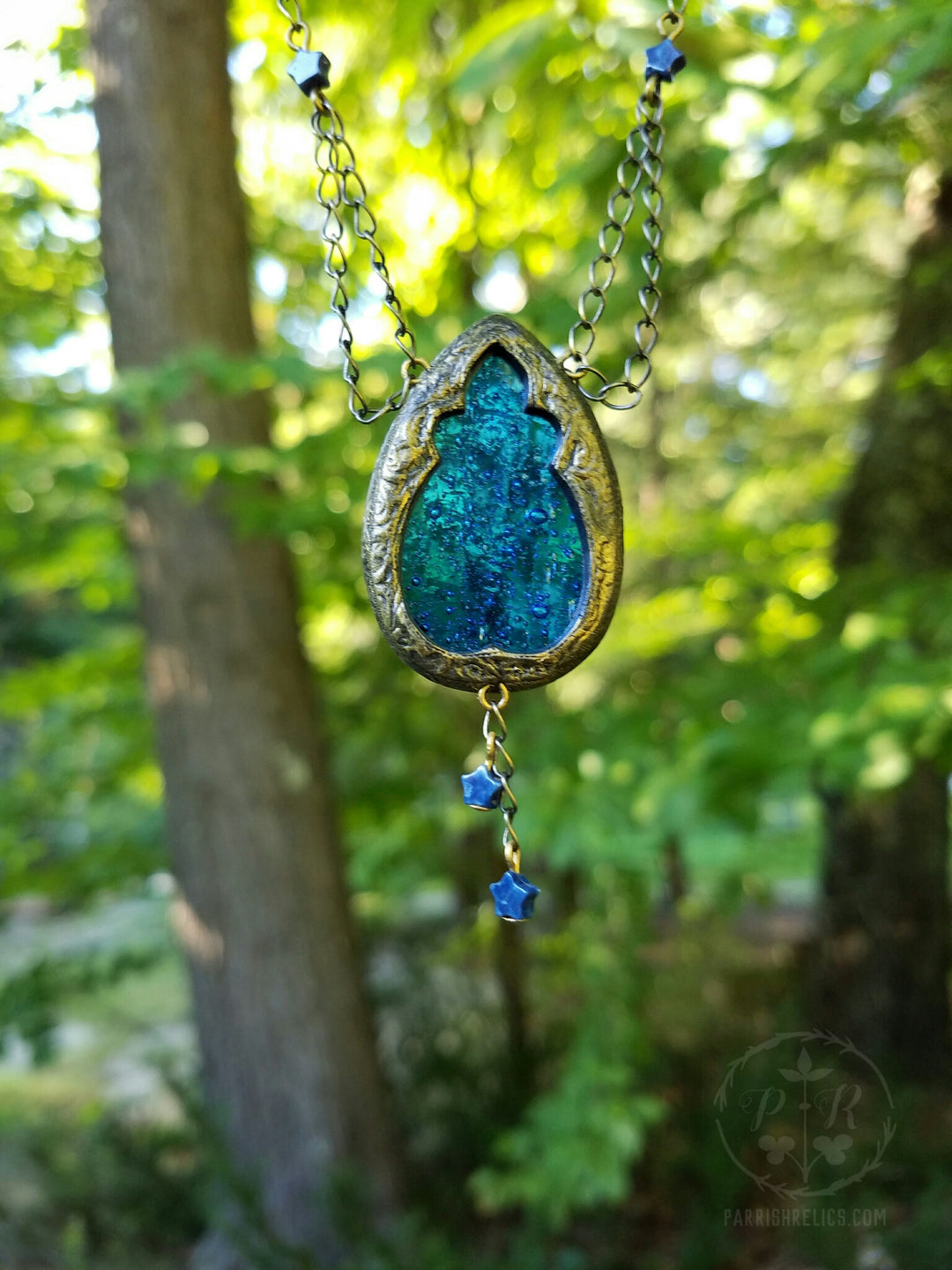 Isabella's Stars ~ Stained Glass Gothic Arch Amulet