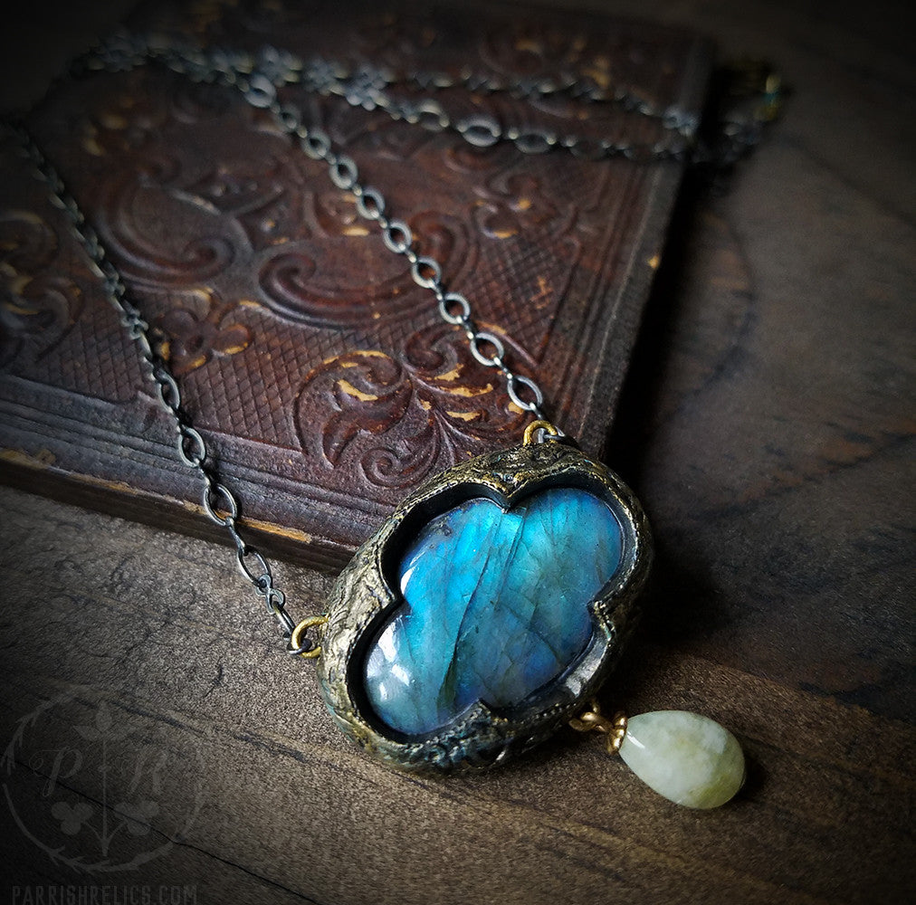The Hyades Quatrefoil ~ Labradorite & Aquamarine Amulet
