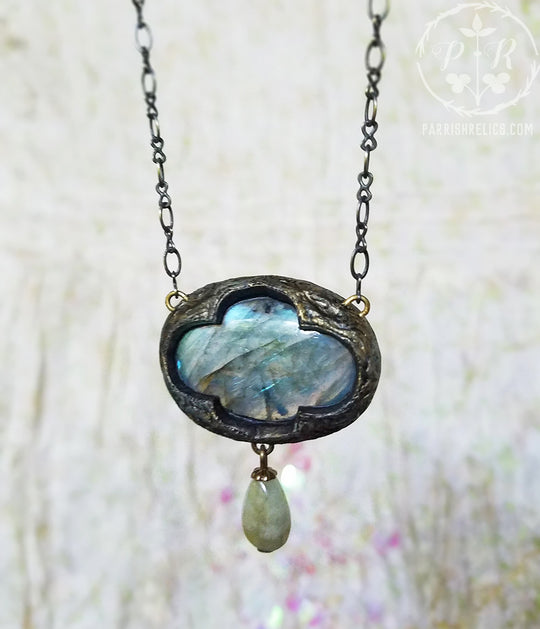 The Hyades Quatrefoil ~ Labradorite & Aquamarine Amulet