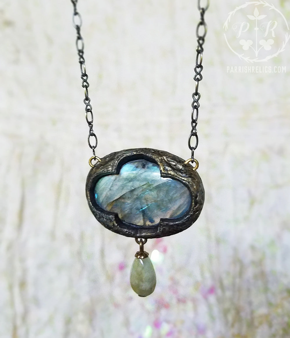 The Hyades Quatrefoil ~ Labradorite & Aquamarine Amulet