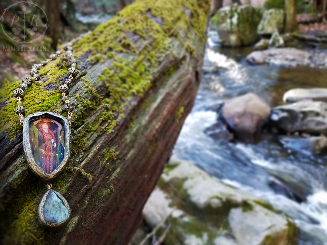 Lady Macbeth ~ Iridescent Stained Glass Pictorial Shrine Amulet
