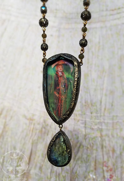 Lady Macbeth ~ Iridescent Stained Glass Pictorial Shrine Amulet
