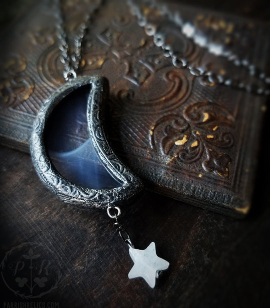 Opalescent Stained Glass Luna Amulet