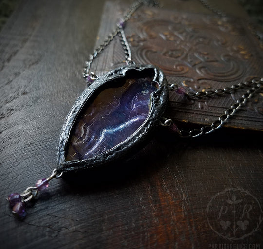 Matilde di Canossa Amulet ~ Lavender Iridescent Stained Glass Gothic Arch