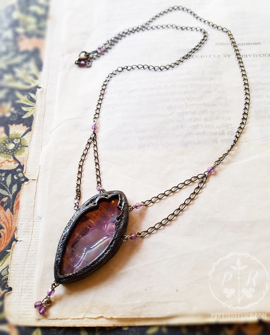 Matilde di Canossa Amulet ~ Lavender Iridescent Stained Glass Gothic Arch