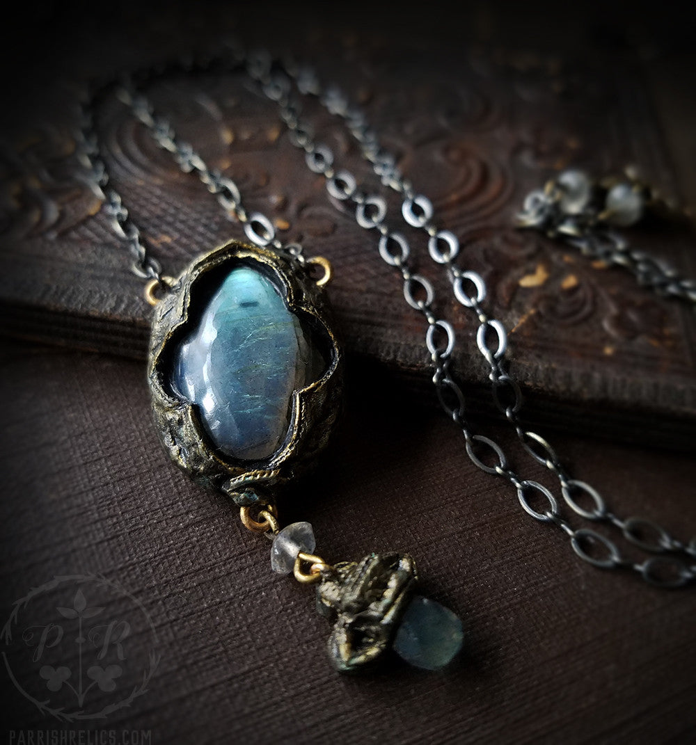 And Niamh calling Away, come away ~ Labradorite Quatrefoil Amulet