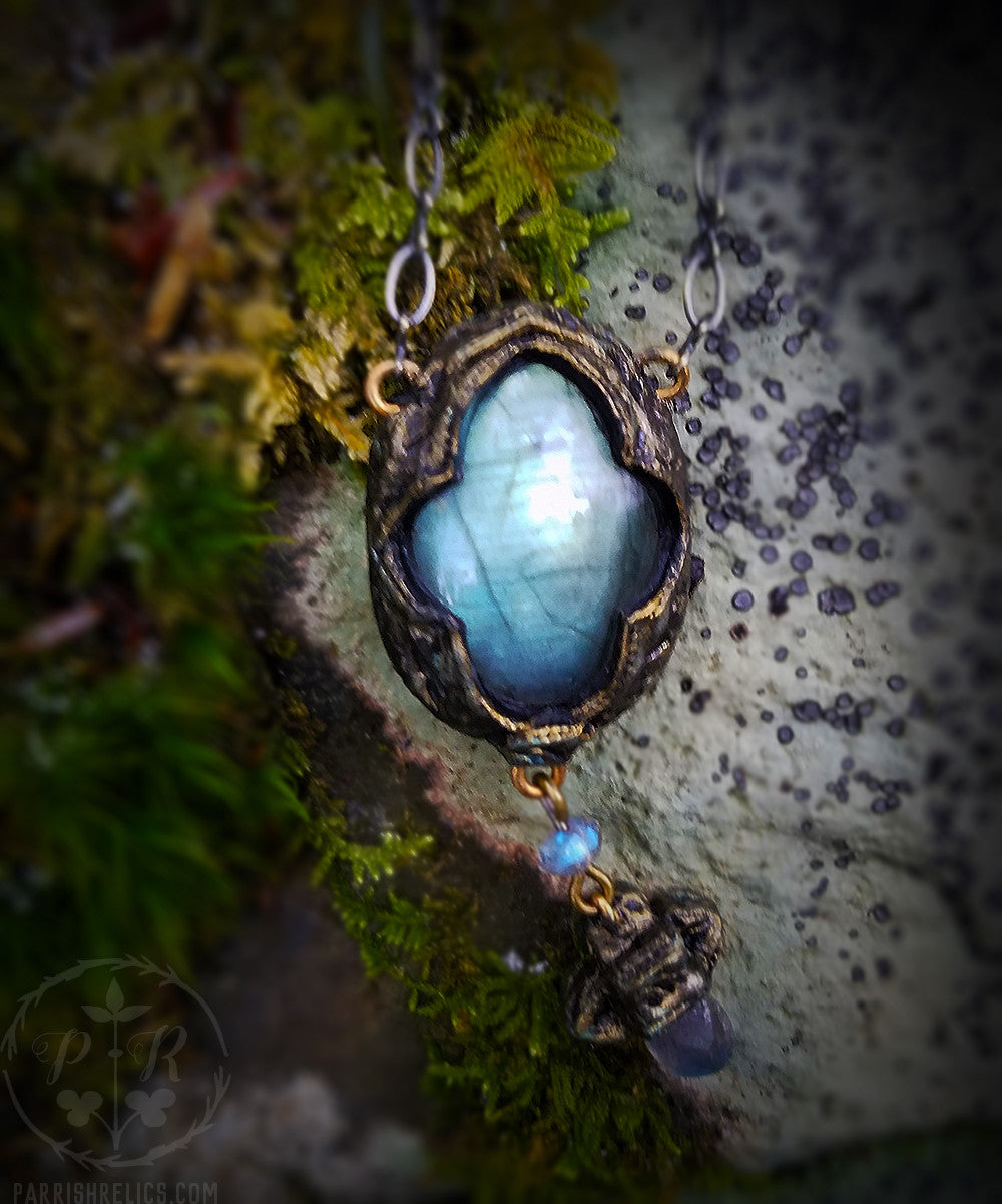 And Niamh calling Away, come away ~ Labradorite Quatrefoil Amulet