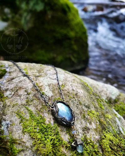 And Niamh calling Away, come away ~ Labradorite Quatrefoil Amulet