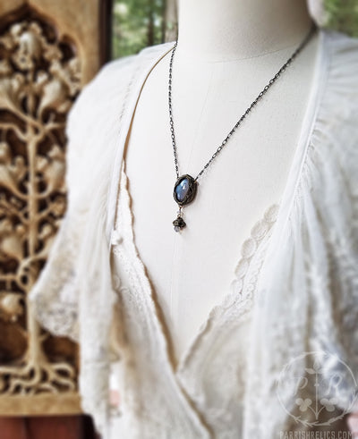 And Niamh calling Away, come away ~ Labradorite Quatrefoil Amulet