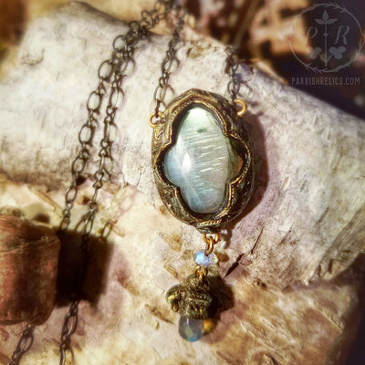 And Niamh calling Away, come away ~ Labradorite Quatrefoil Amulet