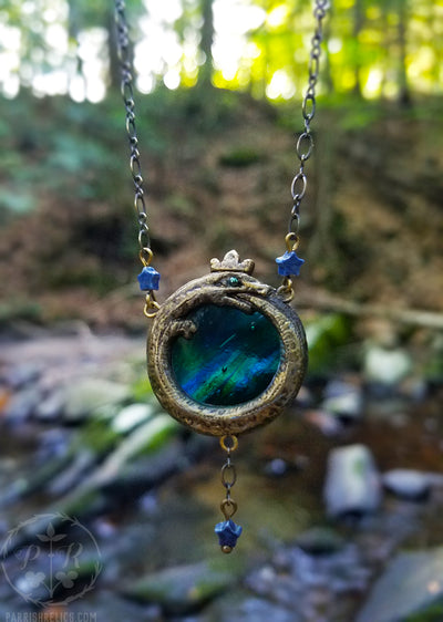 Gaia Ouroboros ~ Stained Glass Amulet