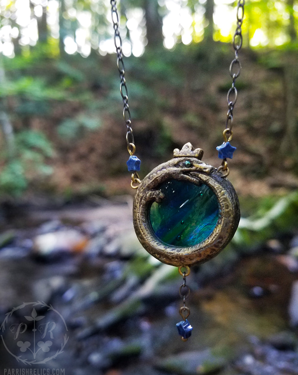 Gaia Ouroboros ~ Stained Glass Amulet