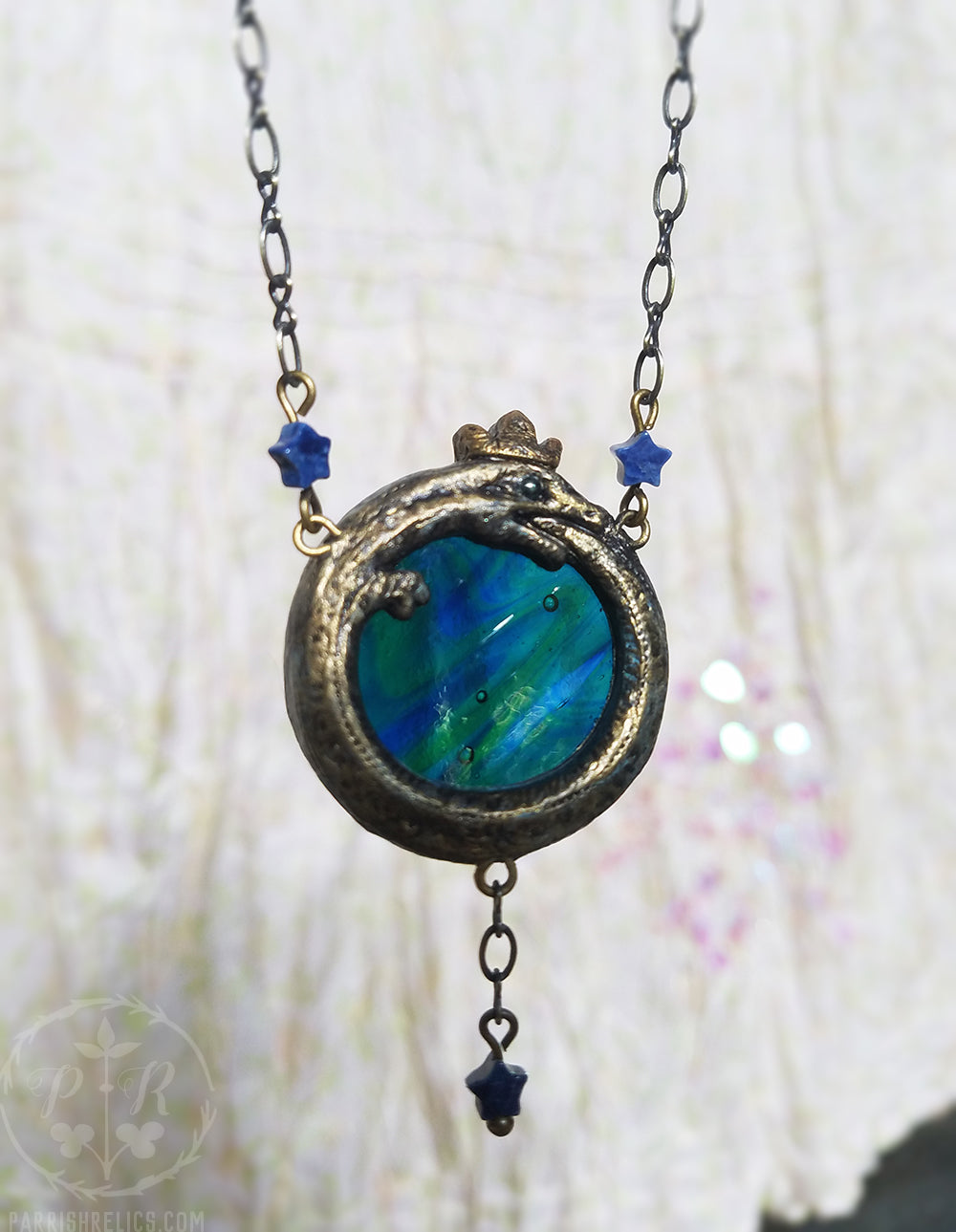 Gaia Ouroboros ~ Stained Glass Amulet