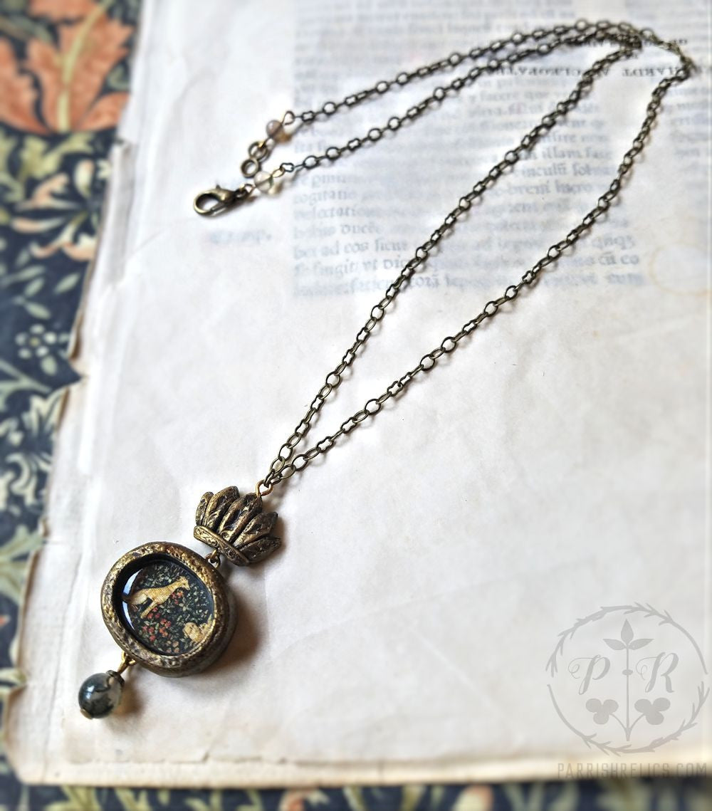 Hound & Hare ~ Crowned Tapestry Amulet