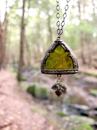 Excelsior Arch Window Stained Glass Amulet with Peridot
