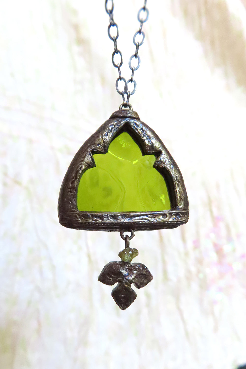 Excelsior Arch Window Stained Glass Amulet with Peridot