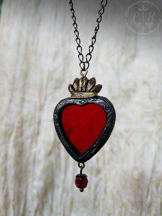 Sacred Heart Stained Glass Amulet