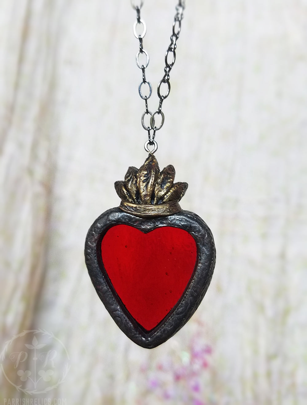 Sacred Heart ~ Stained Glass Amulet