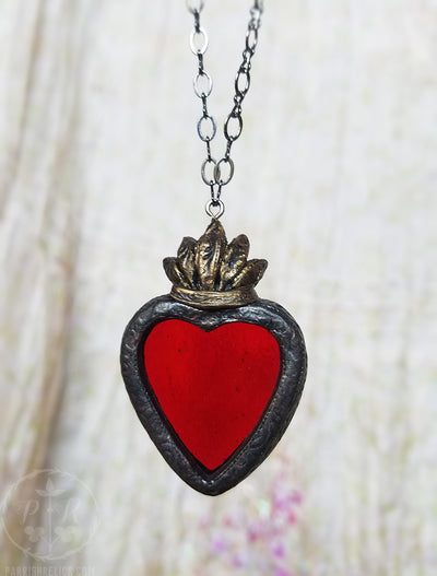 Sacred Heart ~ Stained Glass Amulet