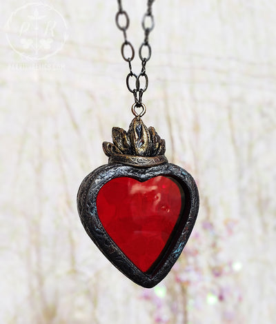 Sacred Heart ~ Stained Glass Amulet