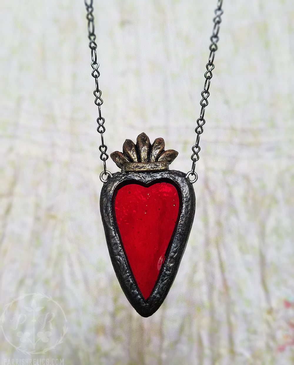 Sacred Heart of Heloïse ~ Stained Glass Amulet