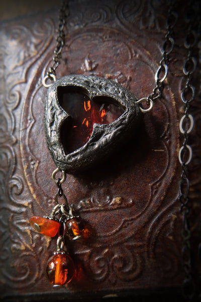 Secret Fire Trefoil Stained Glass Amulet
