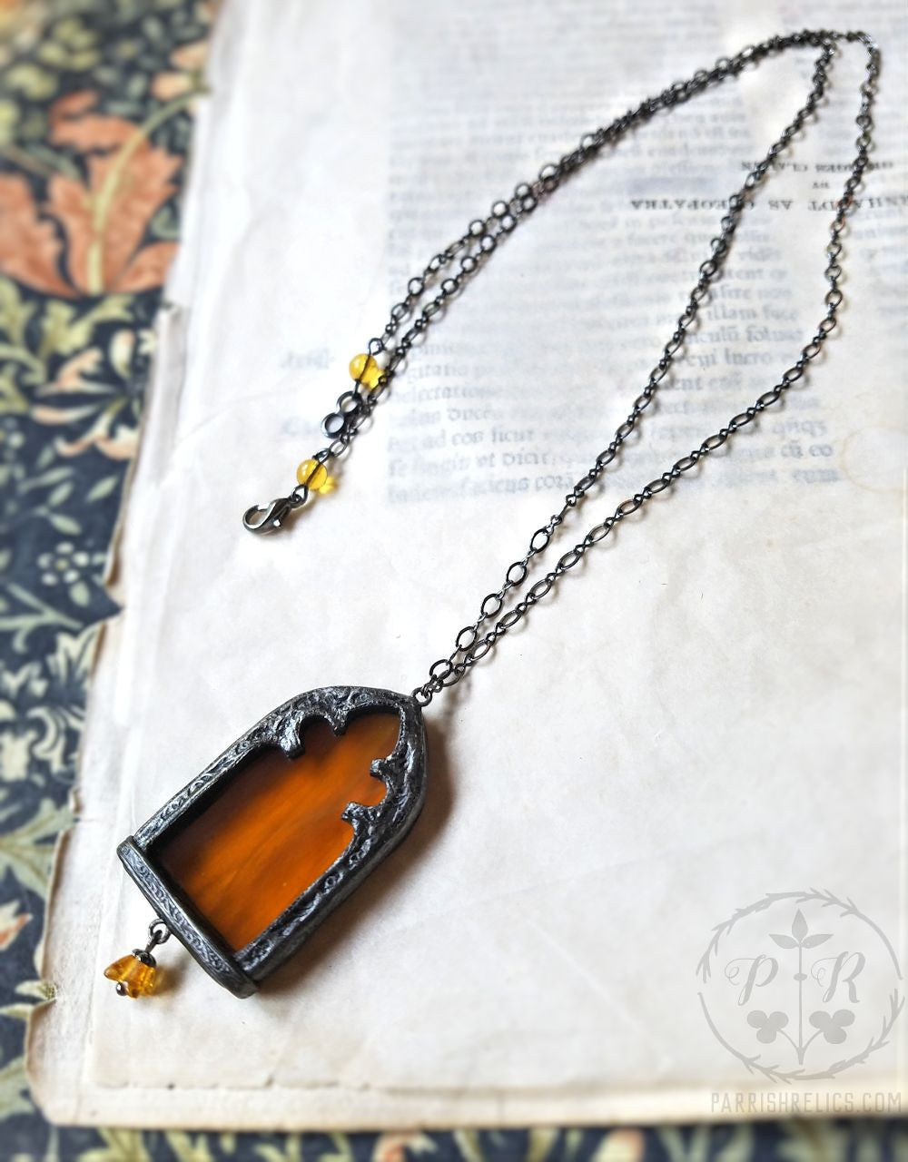 Hestia's Golden Fire ~ Stained Glass Window Amulet
