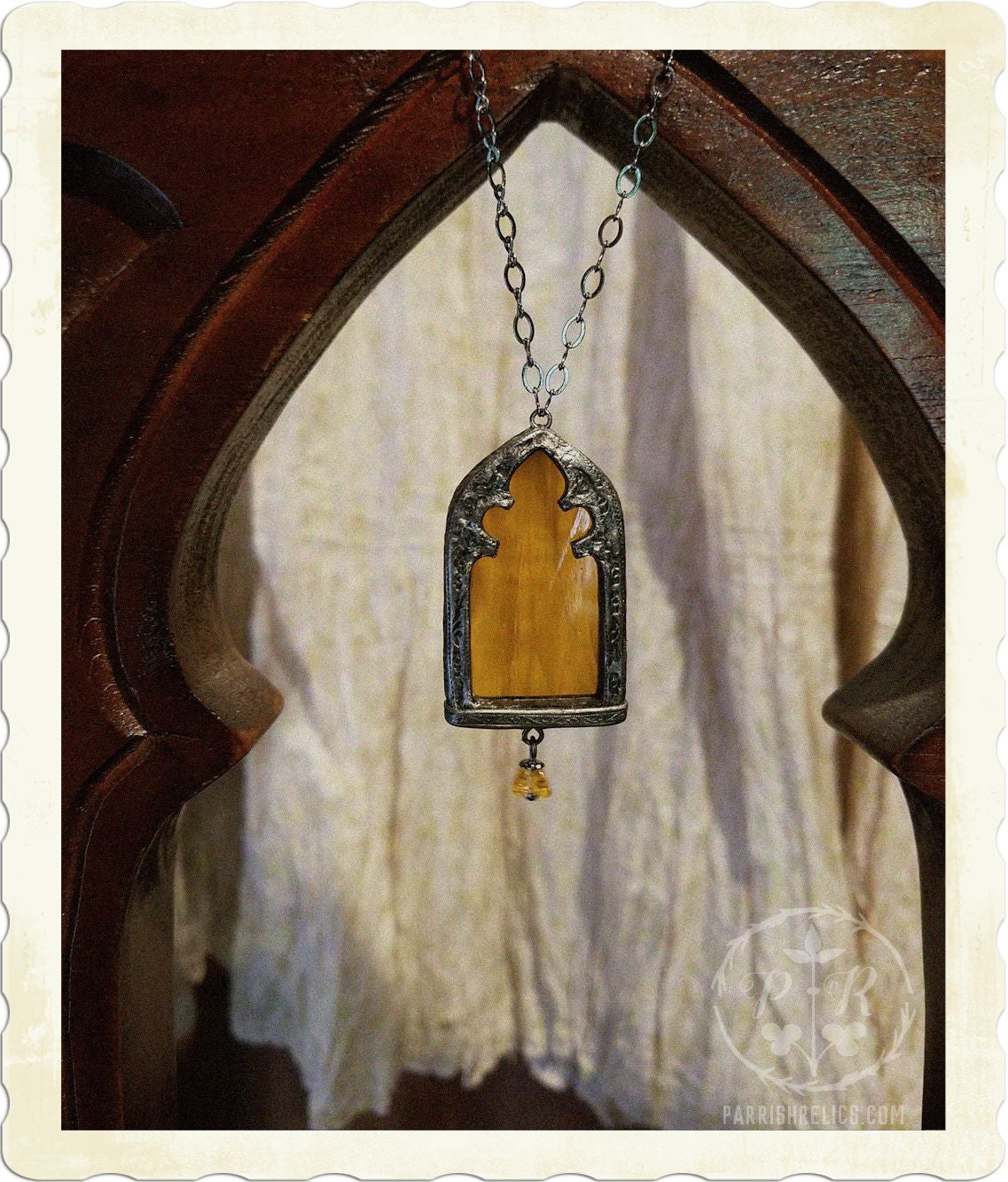 Hestia's Golden Fire ~ Stained Glass Window Amulet