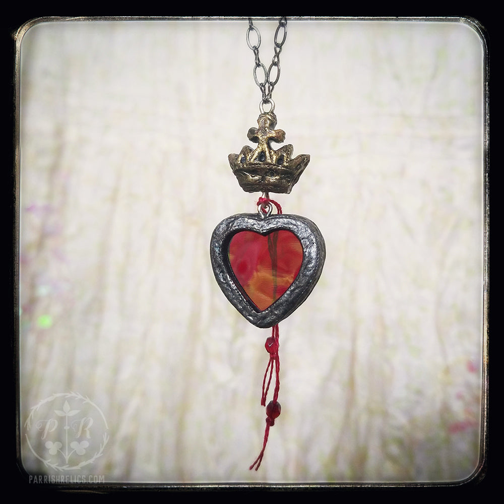 The Heart's Purpose ~ Crowned Stained Glass Amulet