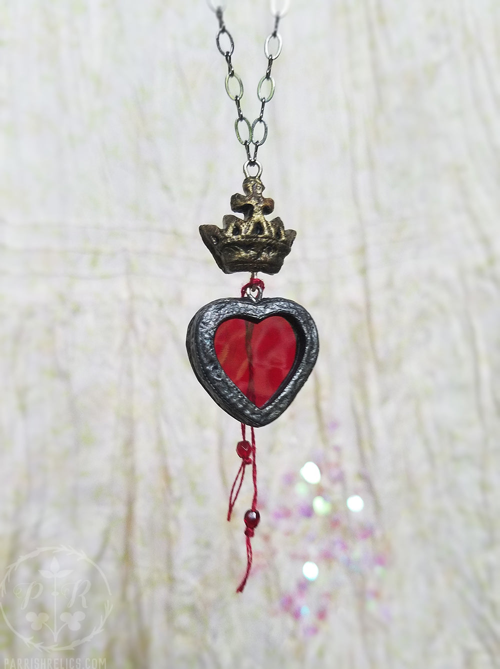 The Heart's Purpose ~ Crowned Stained Glass Amulet