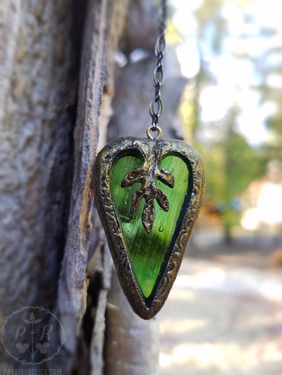 Medieval Leaf Heart ~ Stained Glass Amulet