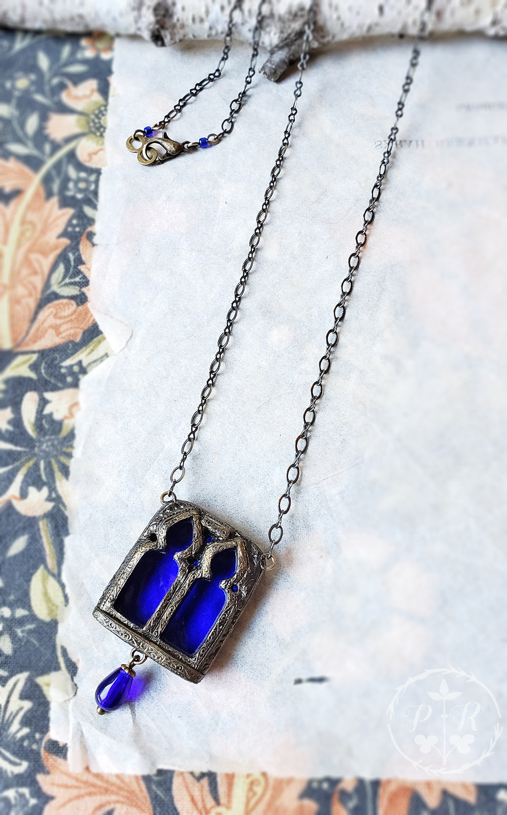 Remain In Light ~ Twin Gothic Window Stained Glass Amulet