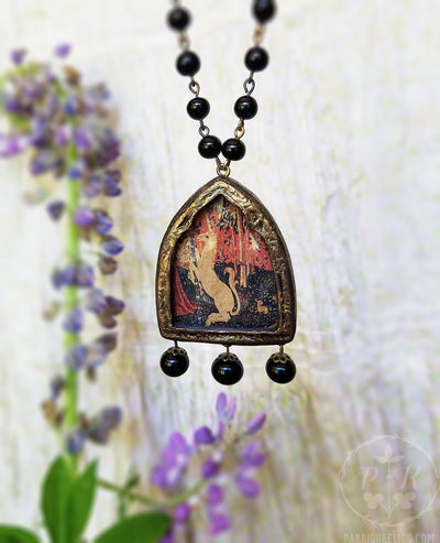The Unicorn ~ Gothic Arch Pictorial Shrine Amulet